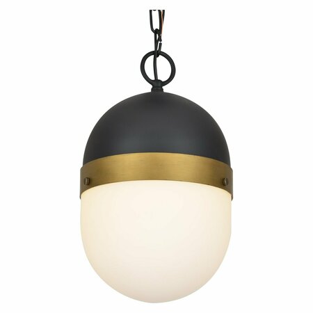 CRYSTORAMA 1 Light Matte Black + Textured Gold Outdoor Living Pendant CAP-8507-MK-TG